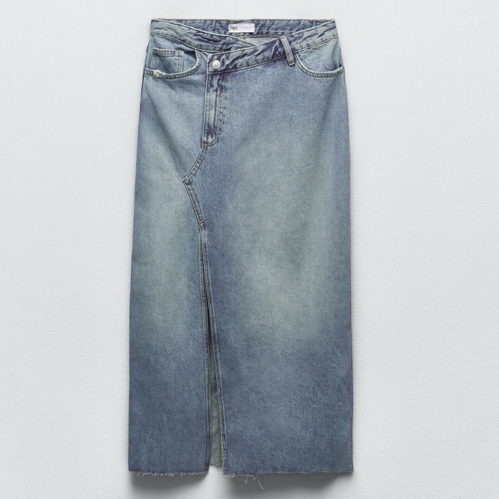 Zara TRF LONG DENIM SKIRT Size L